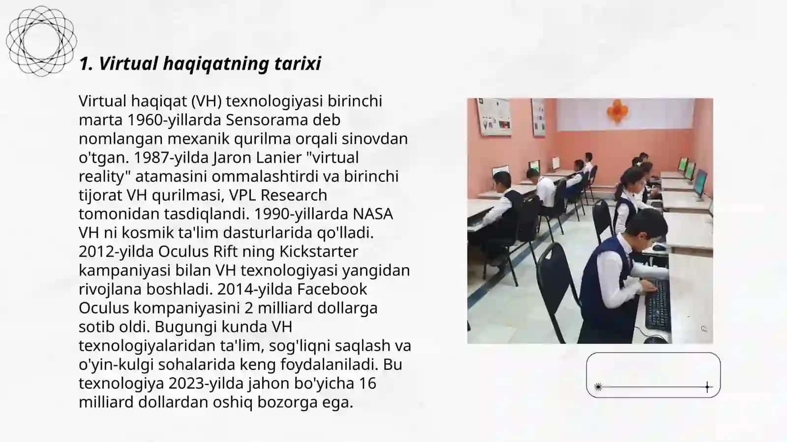 Virtual haqiqat texnologiyasidan foydalanish 3