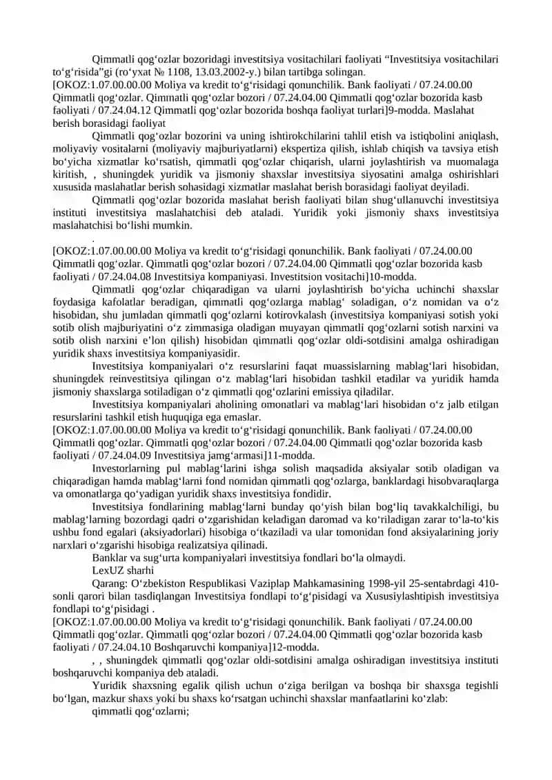 Qimmatli qog‘ozlar bozorining faoliyat ko‘rsatish mexanizmi to‘g‘risida 3