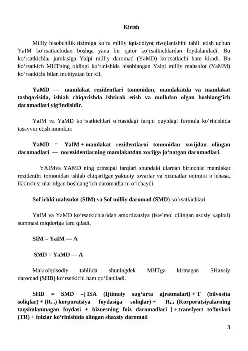 Milliy Hisoblar Tizimi va O'zbekistonda Ung'a O'tishning Vazifalari Tizimida Ko'rsatkichlarni O'zgarmas Baholarda Hisoblash 3