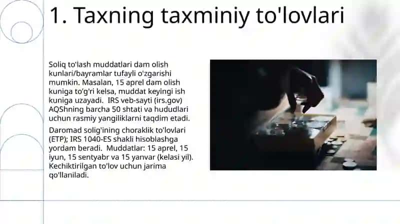 Soliqlarni to'lash muddatlarini o'zgartirish 3