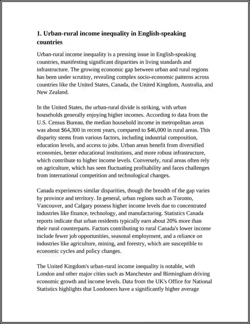 MUSTAQIL ISH: THE URBAN - RURAL DIVIDE LIVING STANDARDS AND INFRASTRUCTURE IN ENGLISH SPEAKING COUNTRIES 3