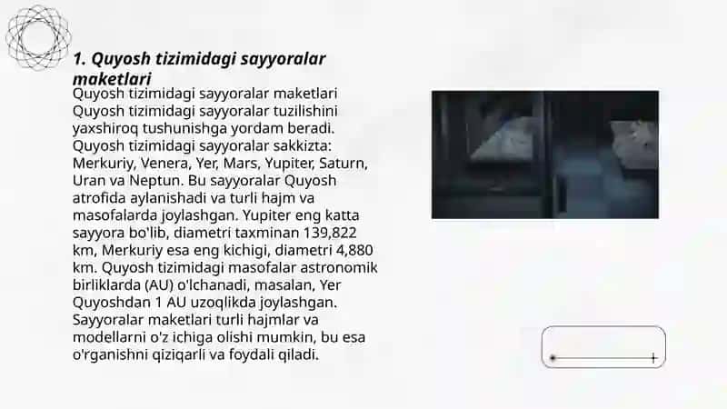 Quyosh sistemasi mavzular boʻyicha tabiiy va sunʼiy materiallardan koʻrgazmali qurollar tayyorlash 3