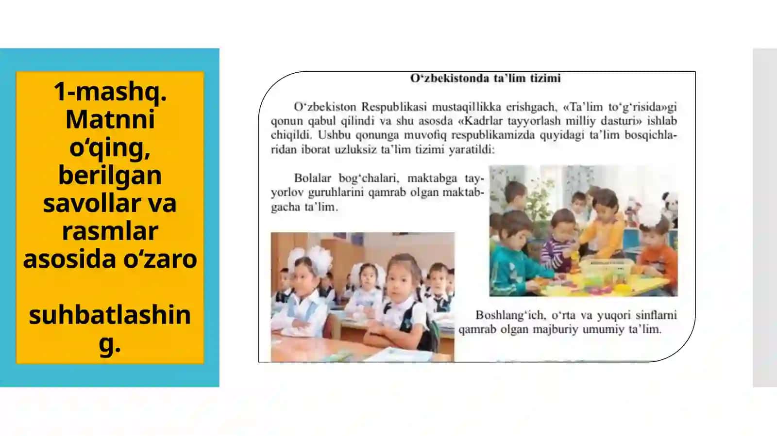 O‘zbekiston ta’lim tizimi. Grammatika: Gaplarning ifoda maqsadiga ko‘raturlari” (4-5-darslar) 3