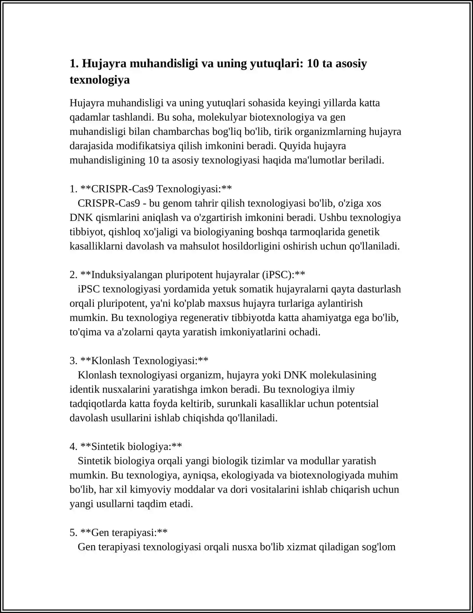 Hujayra muhandisligi va uning yutuqlari 3