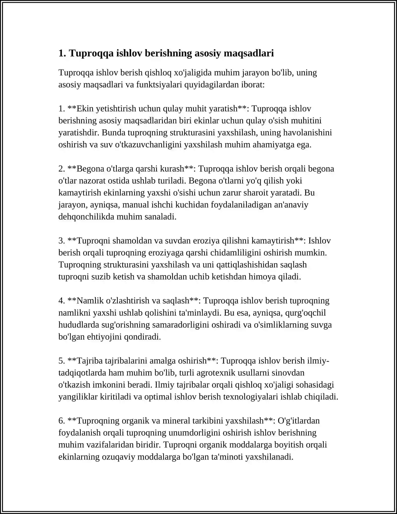 Tuproqqa ishlov berishning asosiy maqsadlari 3