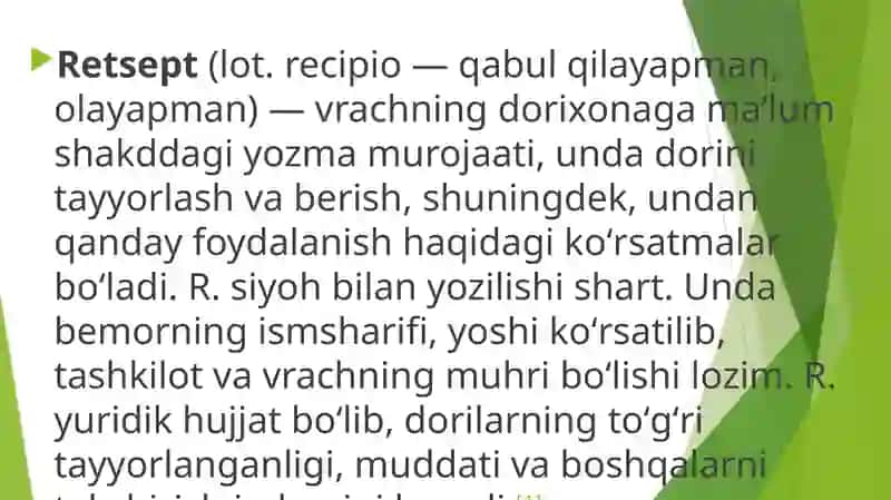 Retsept yozish . retsepturada kimyoviy elementlarning qoʻllanilishi  . Kislotalar 3