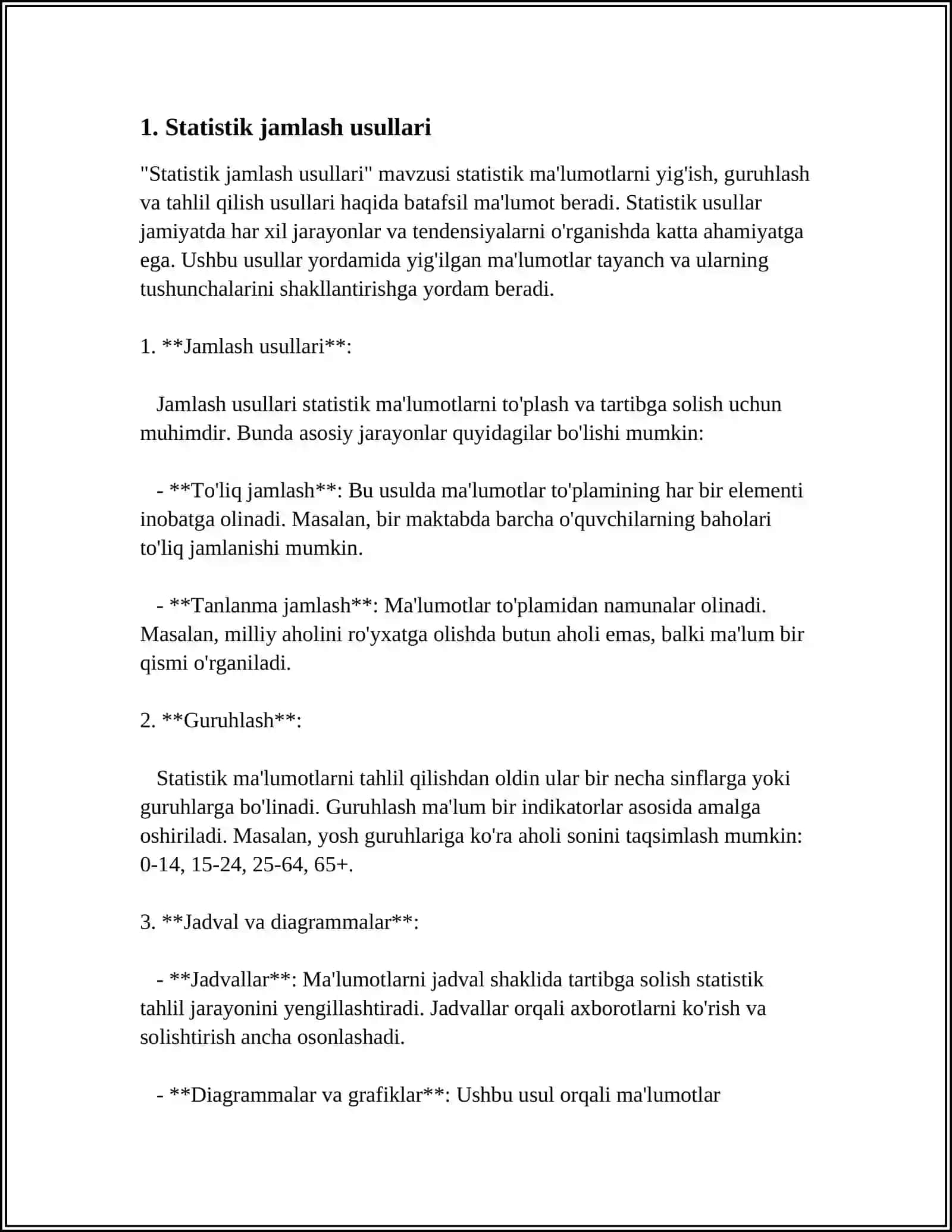 STATISTIK JAMLASH VA GURUHLASH METODI 3