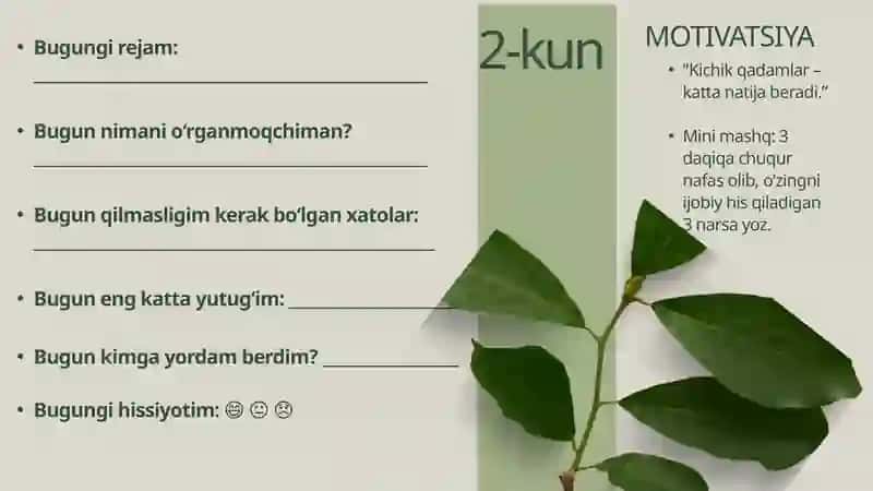 7 kunlik Motivatsion Planner 3