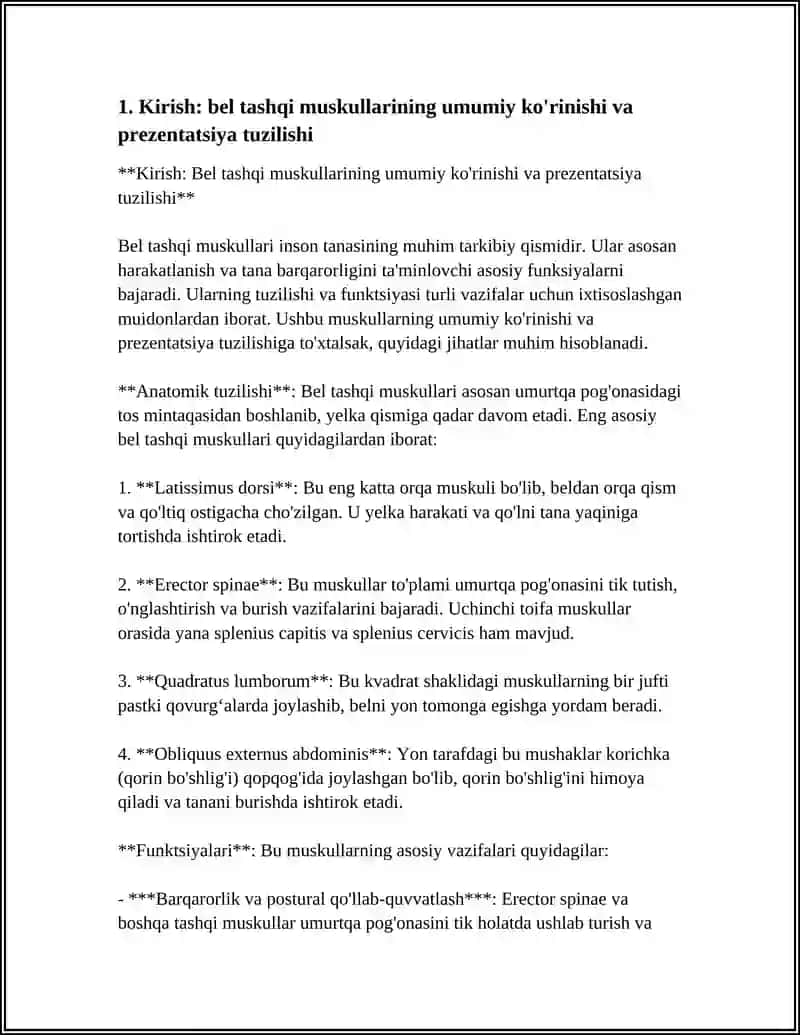 ODAM ANATOMIYASI BEL TASHQI MUSKULLARI HAQIDA 20TA SLAYT SURATLARI BILAN 3