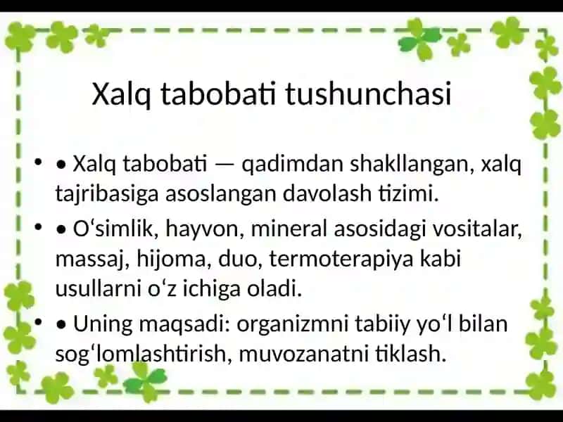 Xalq tabobati: Tushuncha, Tarixi va Falsafiy Asoslari 3