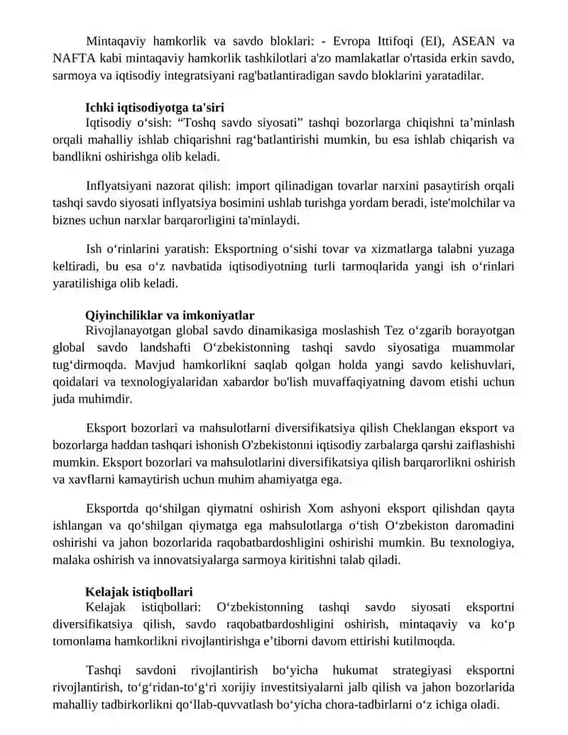 Tashqi Savdo Siyosati 3
