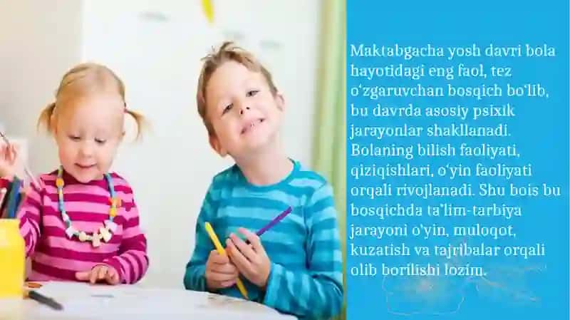 ILK VA MAKTABGACHA YOSHDAGI BOLALARNING TA’LIM-TARBIYASI 3