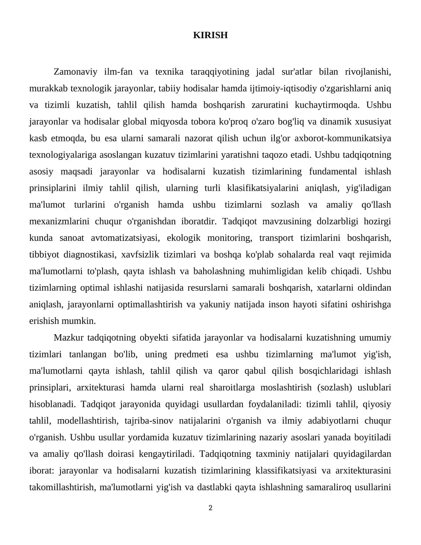 Jarayonlar va hodisalarni kuzatish tizimlari ishlash prinsiplarini tushuntirish, sozlashni amalga oshirish 3