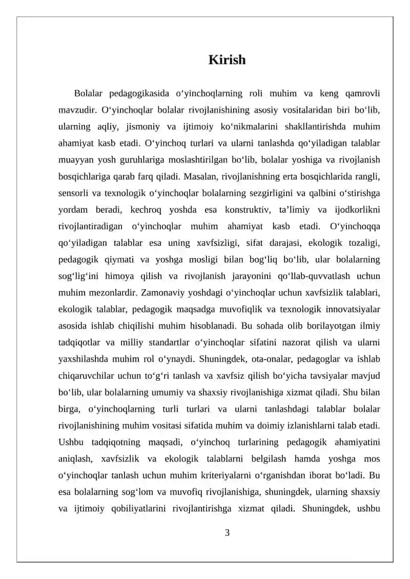 O‘yinchoq turlari, o‘yinchoqqa qo‘yiladigan talablar 3