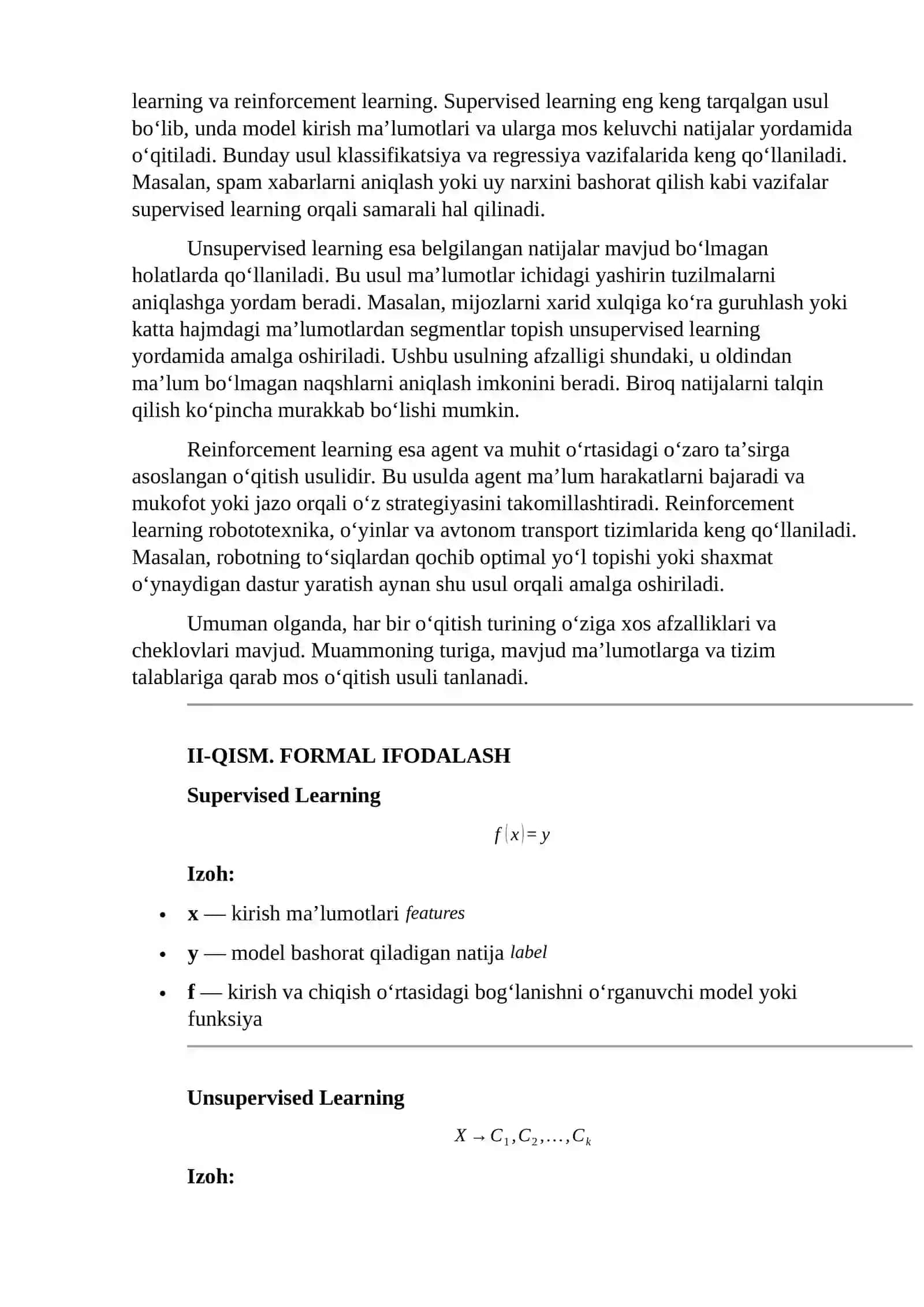 Mashinali o‘qitish turlari va ularning nazariy asoslari 3