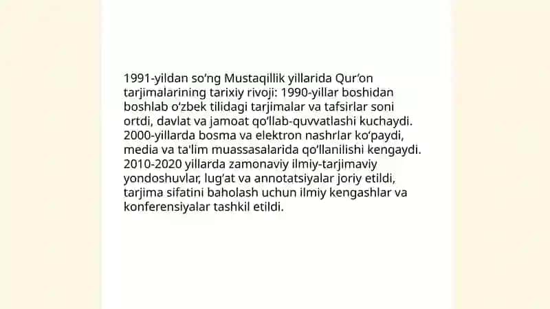 Mustaqillik yillarida Qur'onning o'zbek tiliga tarjima qilinishi va tafsirlari 3