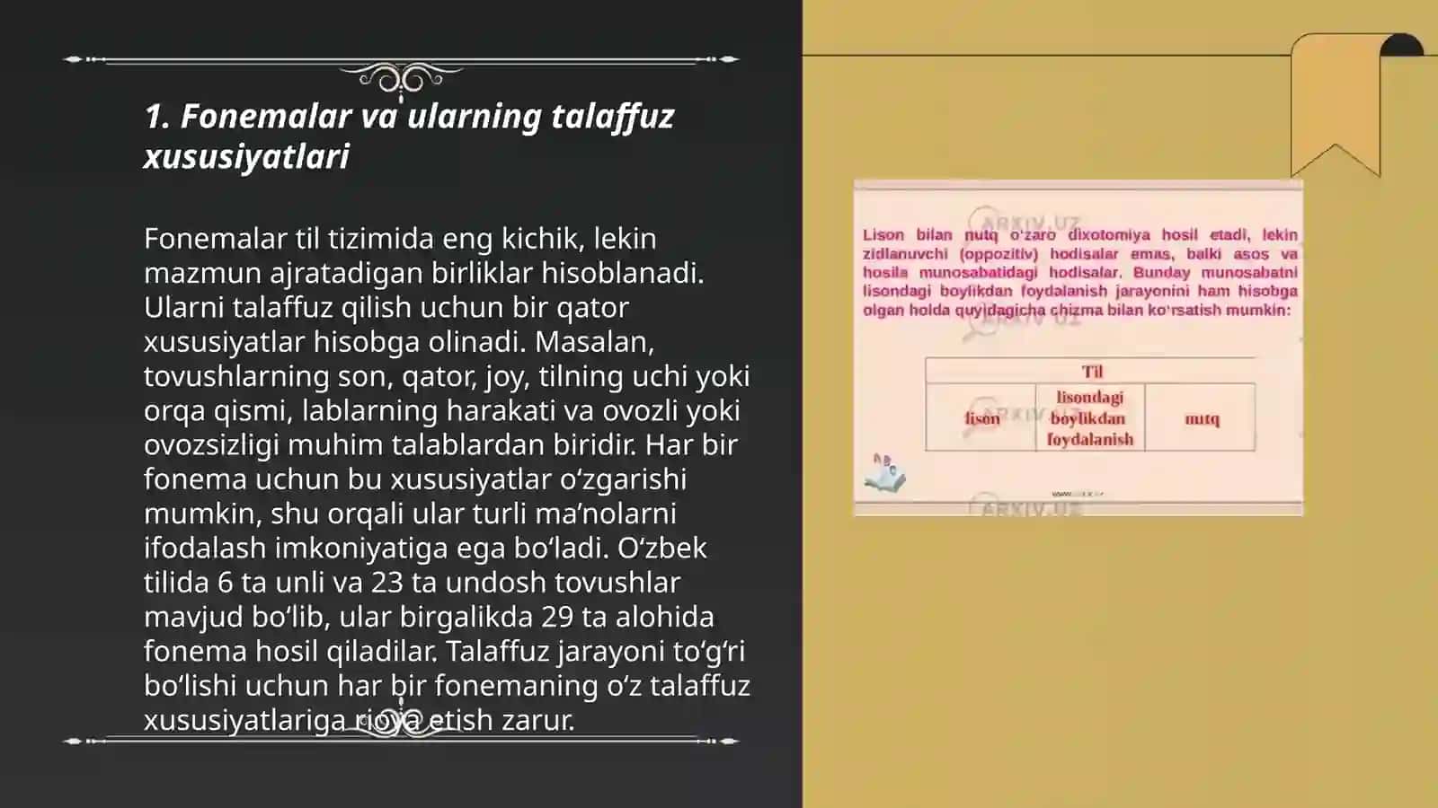 Fonemalarning lisoniy va nutqiy xususiyatlari bo'yicha mashqlar tahlili 3