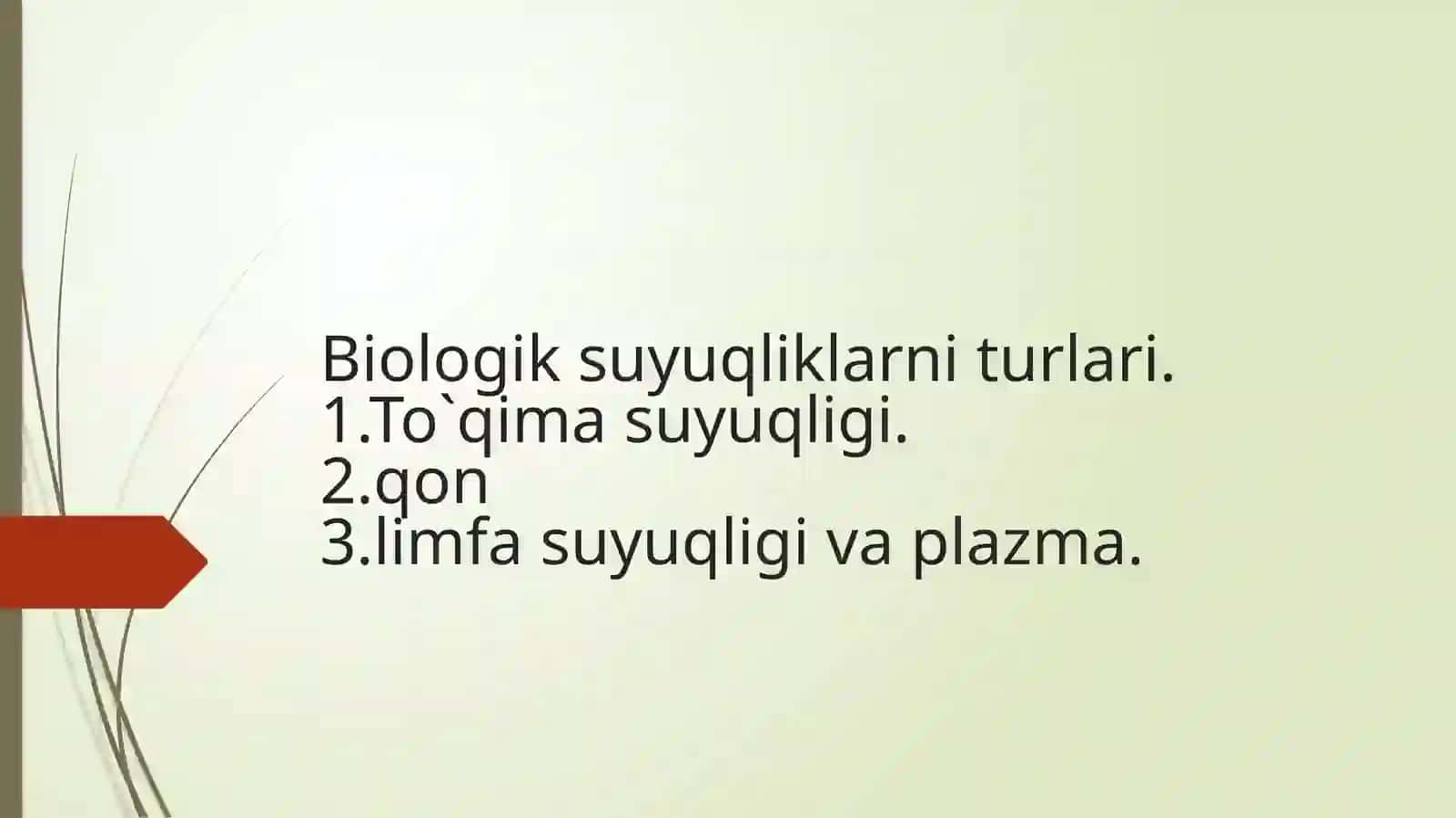 Organizmning biologik suyuqliklari elektrolit va no elektrolit eritmalari sifatida 3