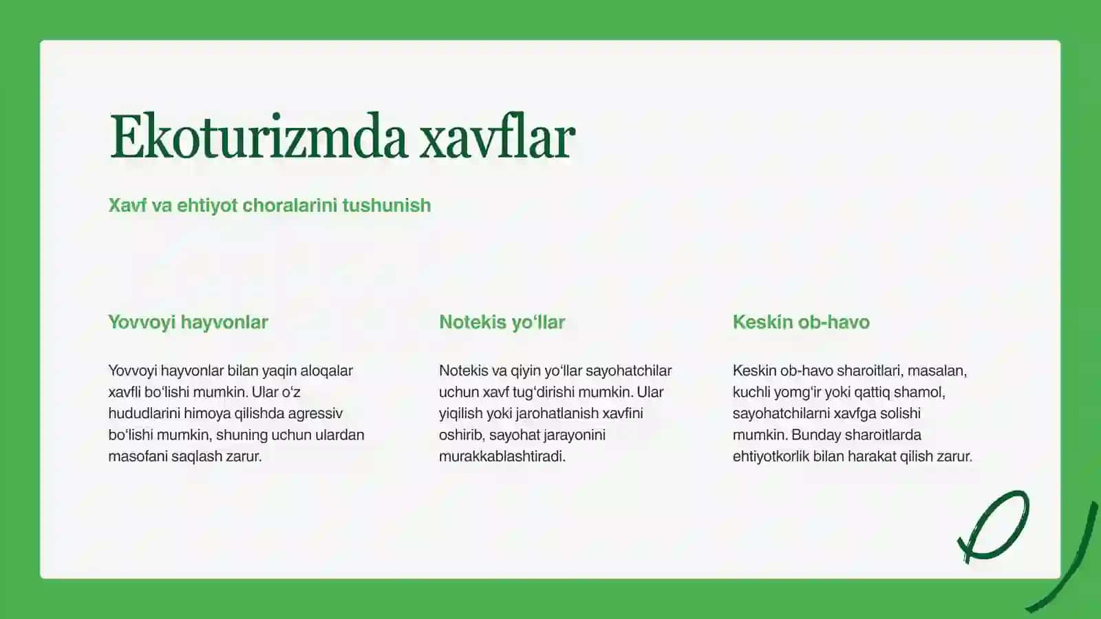 Ekoturizm bo'yicha xavfsizlik chora-tadbirlari 3
