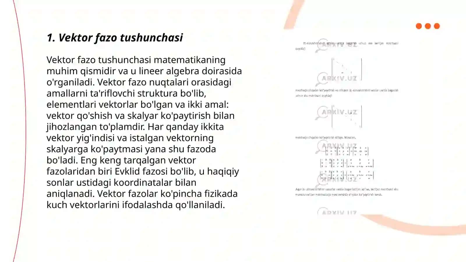 Vektor fazo tushunchasi 3