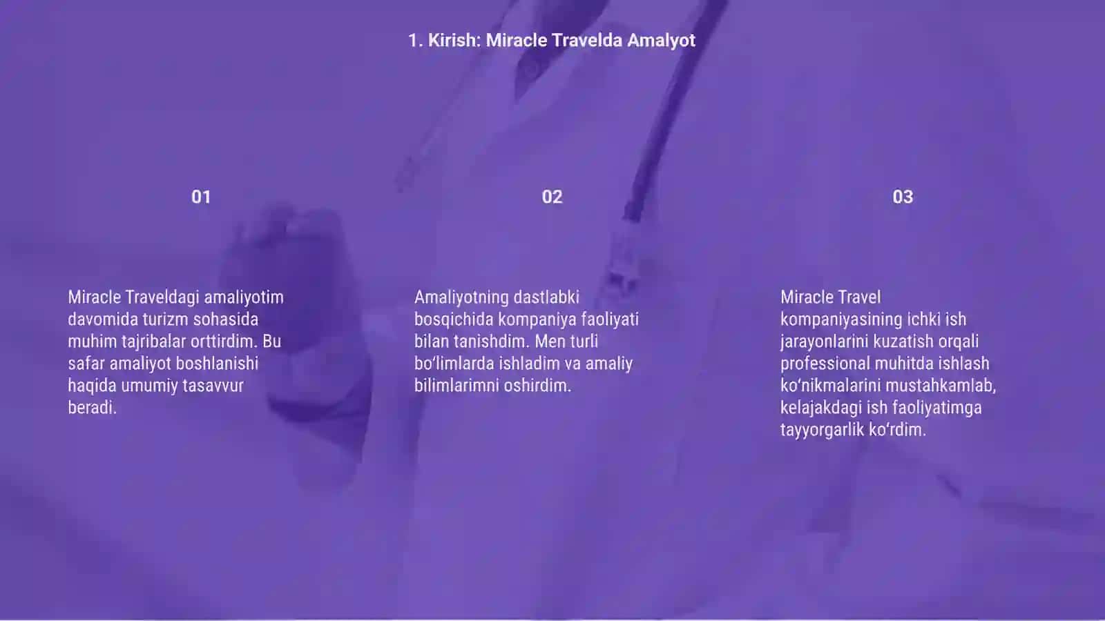 Miracle Travelda amalyot hisoboti 3