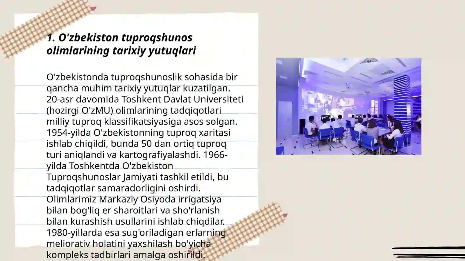 O'zbekiston tuproqshunos olimlari ilmiy ishlarining tuproqshunoslik fanining rivojlanishidagi ahamiyati 3