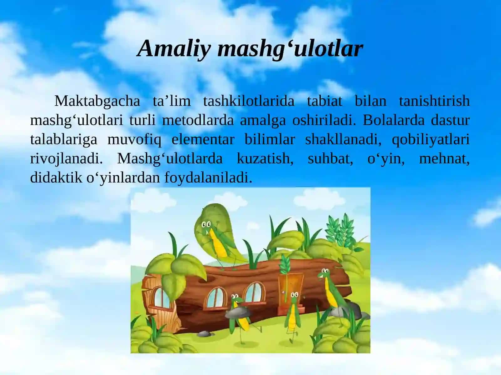 Tabiat bilantanishish shakllari. Mashg‘ulot, ekskursiya, sayr, ularning turlari va o‘tkazish metodikasi 3