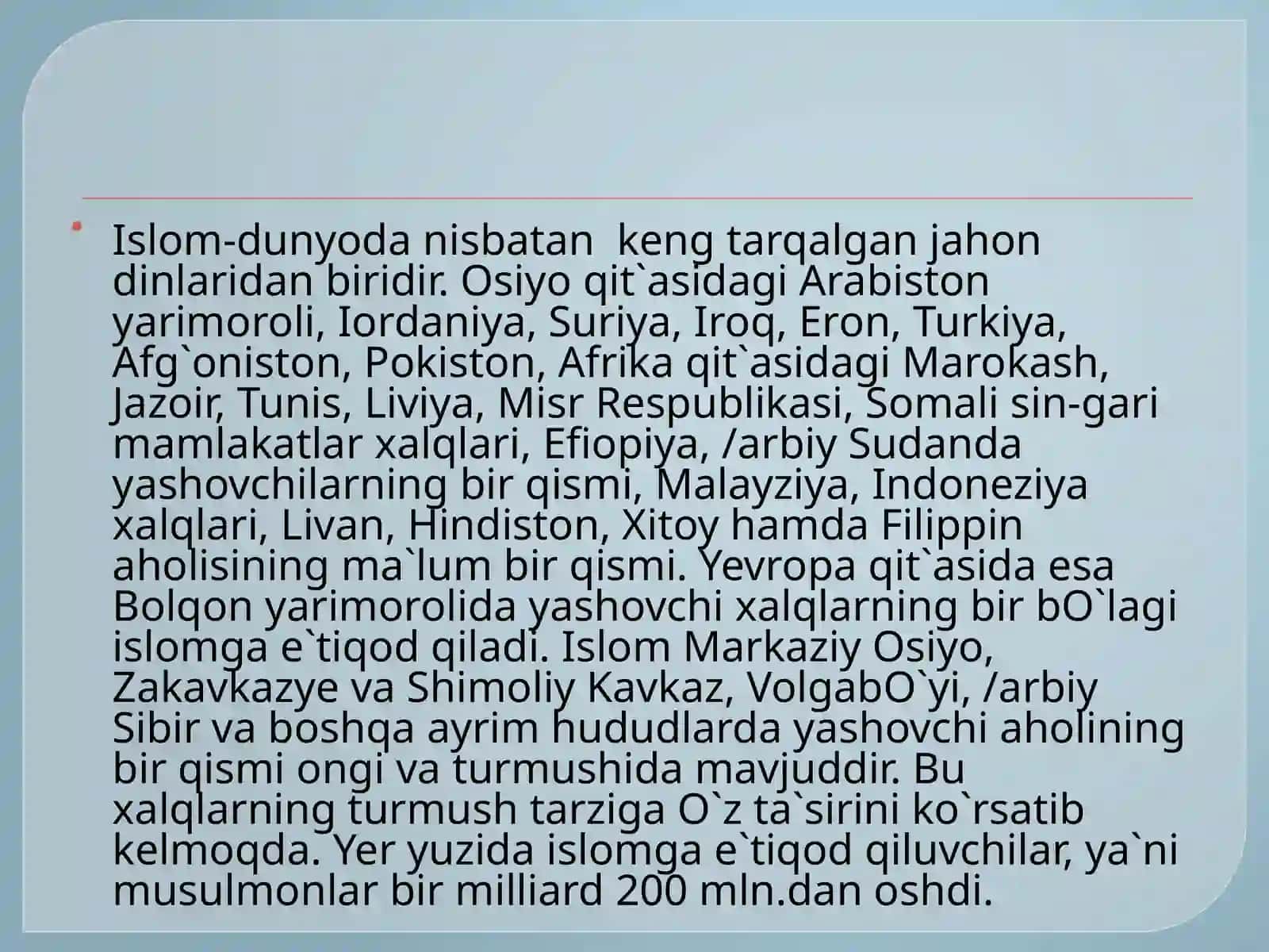 Dunyova O'zbekistonda islom dinining mavqei 3