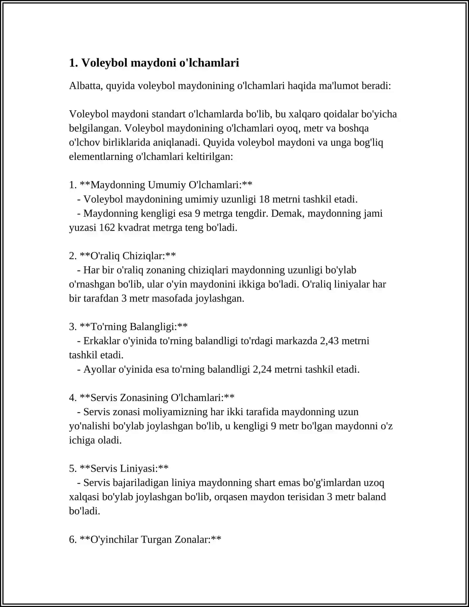 SPORT OʻYINLARI: VOLEYBOL SPORT TURINING OʻYIN QOIDALARI 3