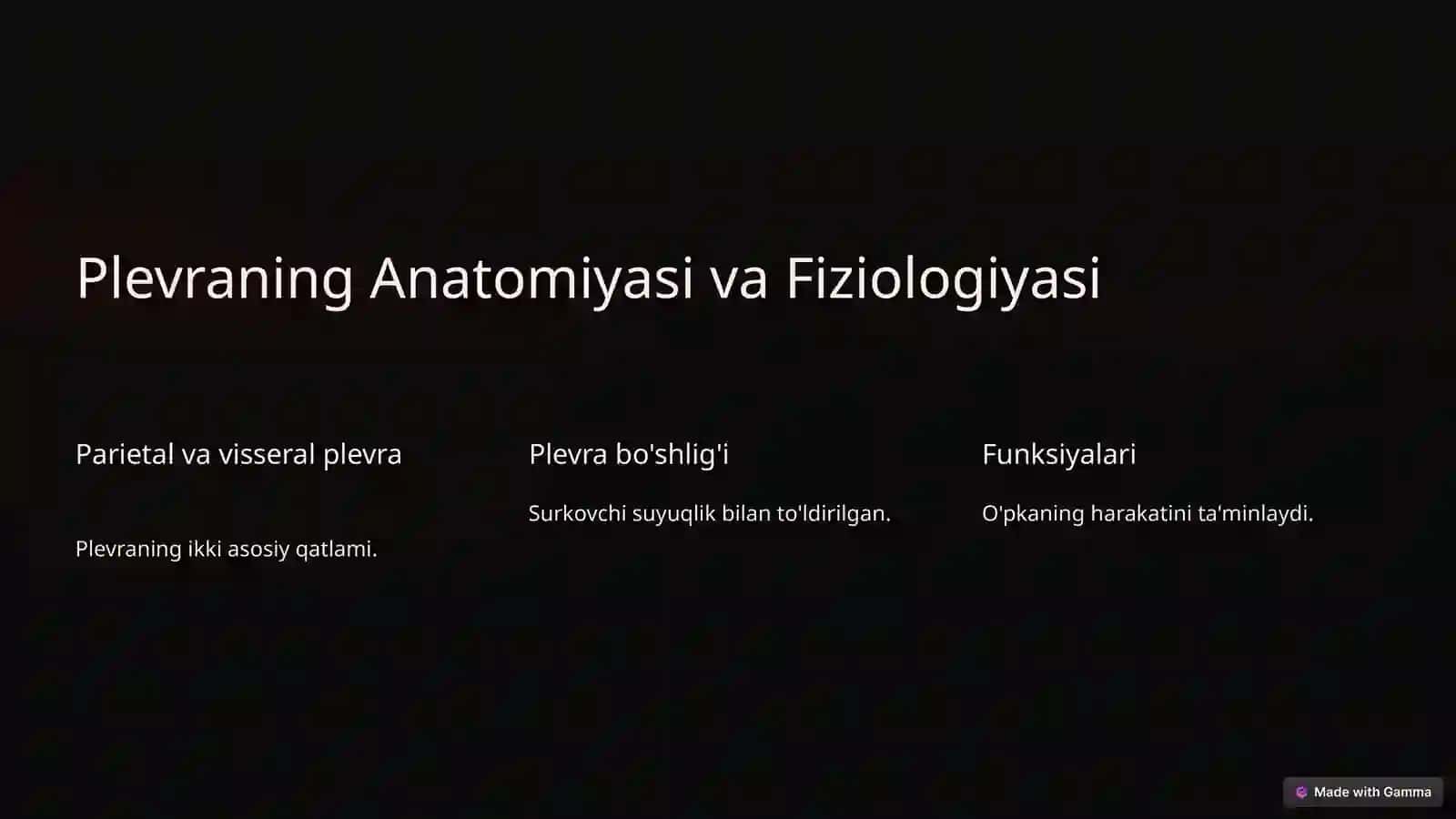 Oʻpka, Plevra va Koʻks Boʻshligʻi: Anatomiyasi, Fiziologiyasi va Klinik ahamiyati 3