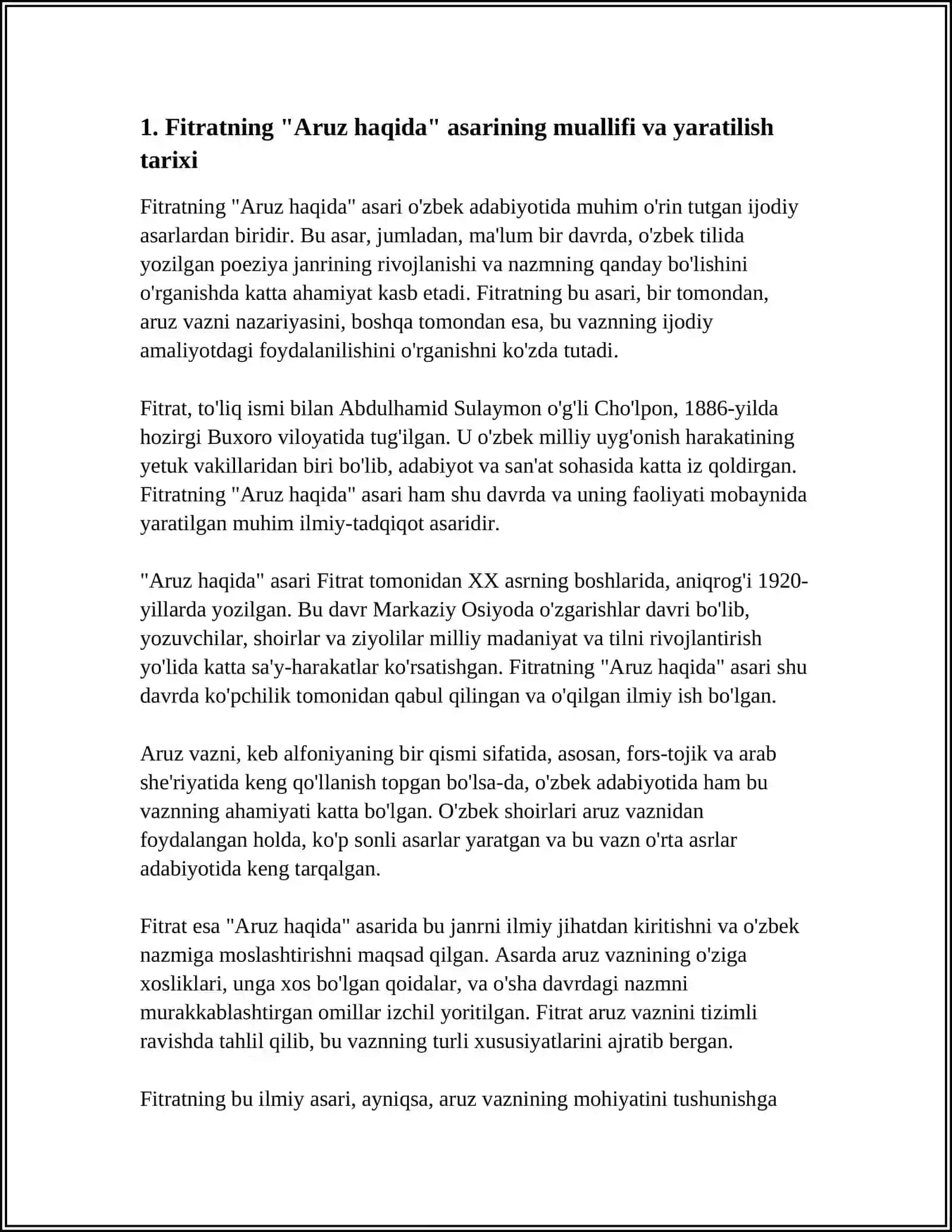 FITRATNING "ARUZ HAQIDA " ASARINI O'QIB O'RGANISH 3