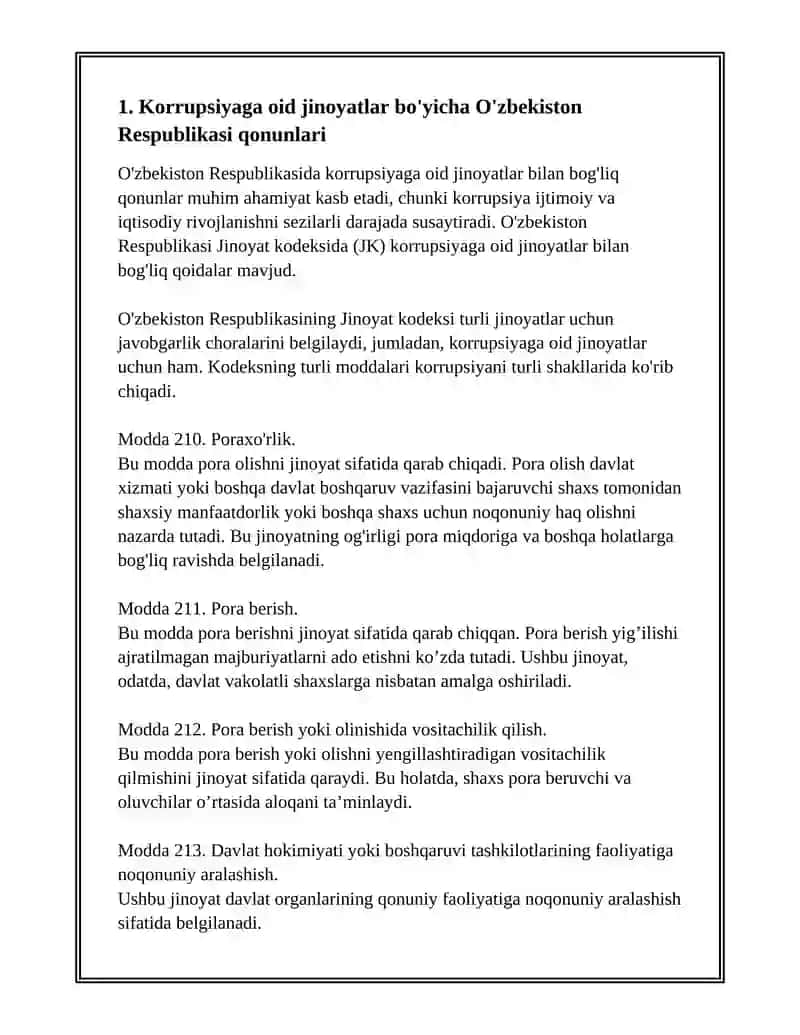 Korrupsiyaga oid huquqbuzarliklar uchun jinoiy javobgarlik asoslari 3