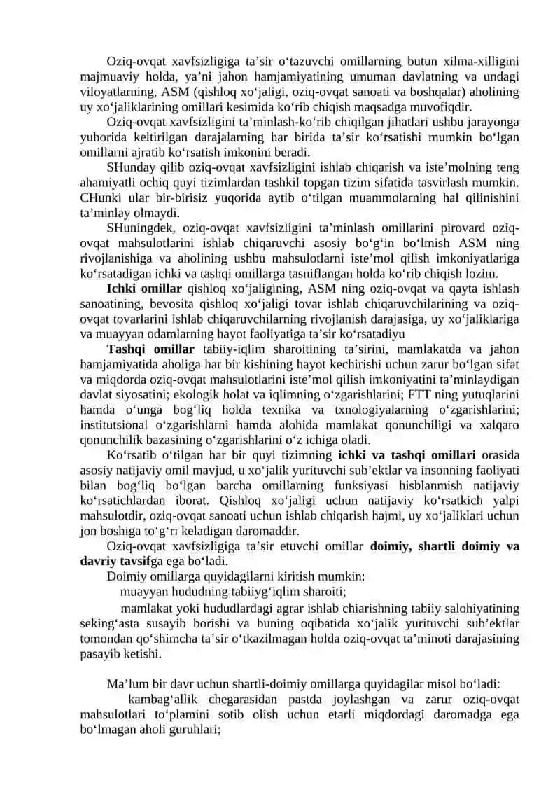 Oziq-ovqat xavfsizligi omillari va uni ta’minlash yo’llari 3