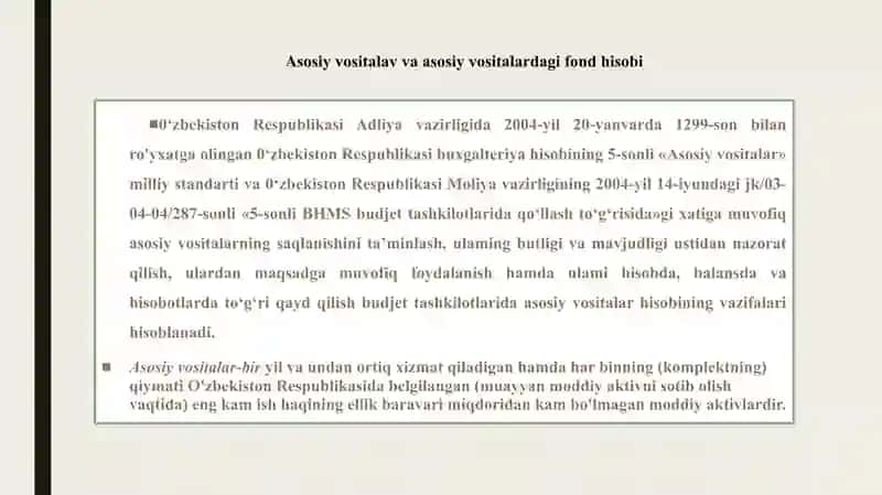 BYUDJET TASHKILOTLARDA ASOSIY VOSITALAR HISOBI 3