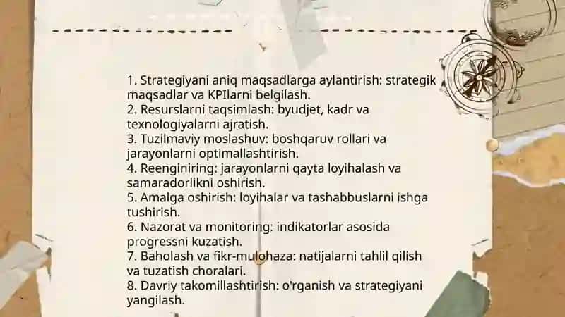 Strategiyani bajarish: bosh qadriyatlar, reinjiniring va tuzilma 3