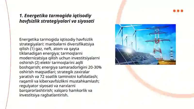 Sanoat tarmoqlarida iqtisodiy havfsizlik: energetika, oziq-ovqat, va boshqa tarmoqlar 3