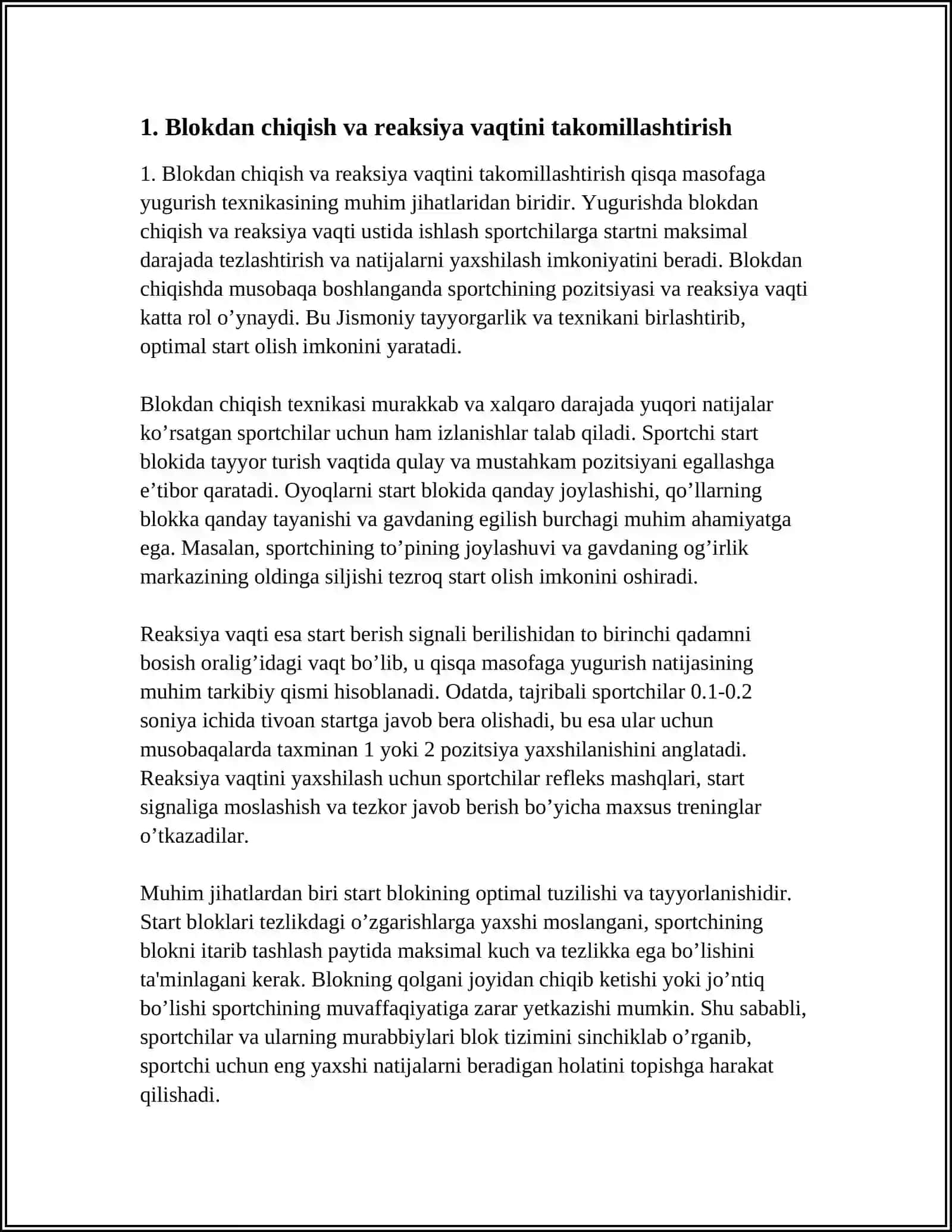 QISQA MASOFAGA YUGURISH TEXNIKASINI TAKOMILLASHTIRISH 3