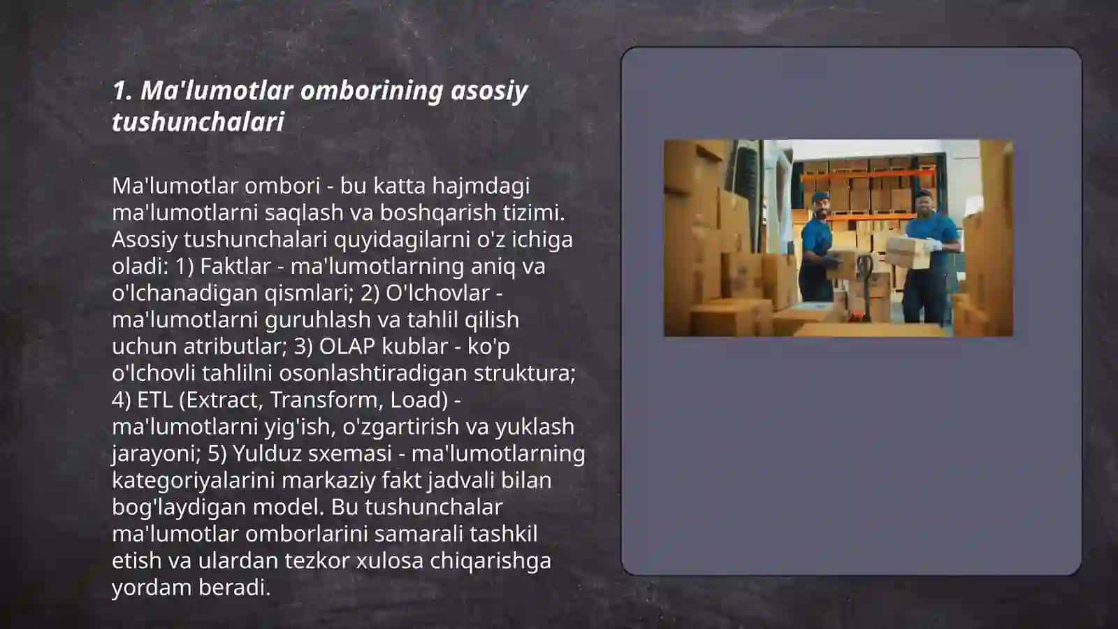 Ma'lumotlar omborini loyihalashtirish jarayoni 3