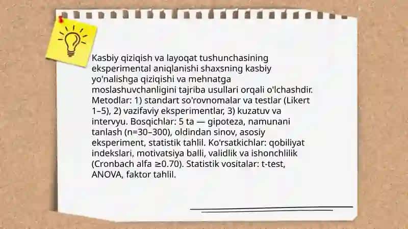 Kasbiy qiziqish va layoqatni ekisprimental o'rganish 3