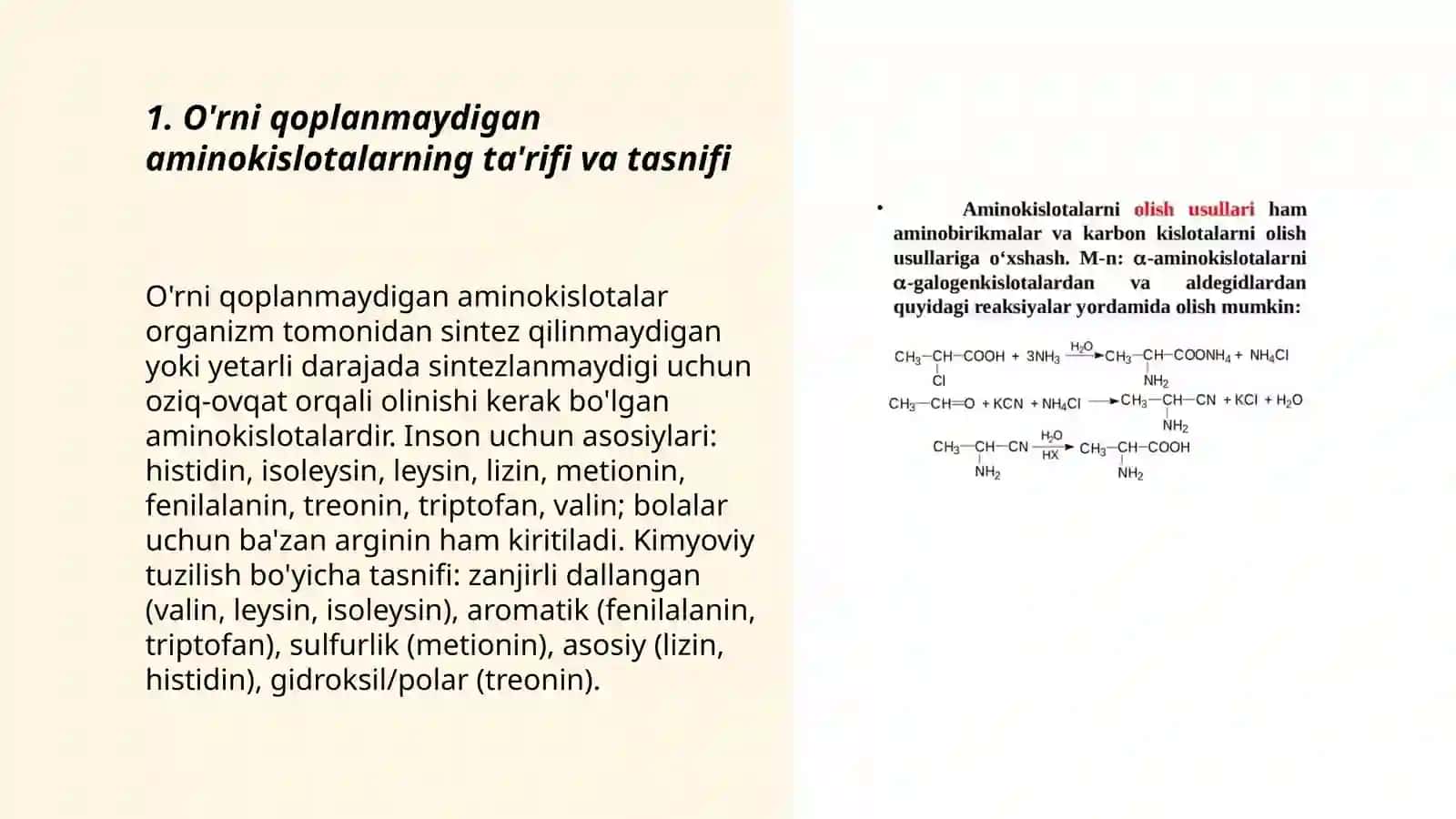 O'rni qoplanmaydigan aminokislotalar va ularni olish usullari 3