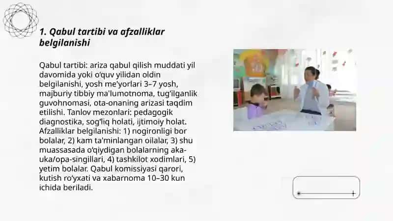 Maxsus maktabgacha tarbiya muassasalari maktablarni komplektlash ishlari 3