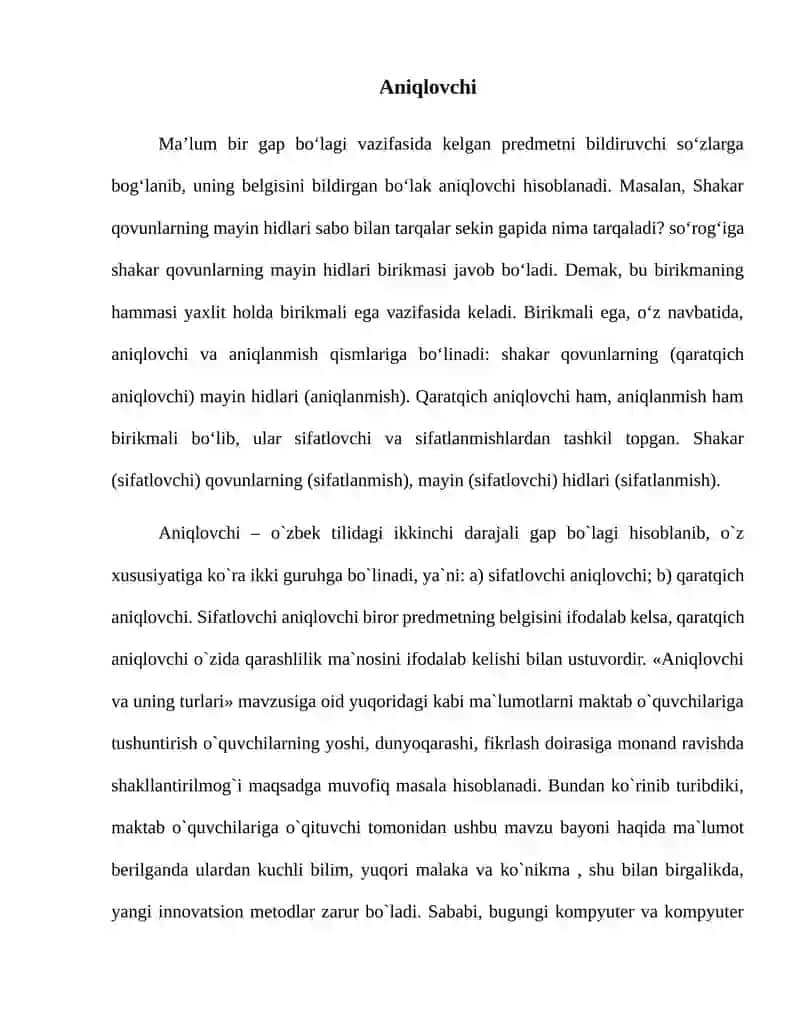 lotin tilida aniqlovchi 3