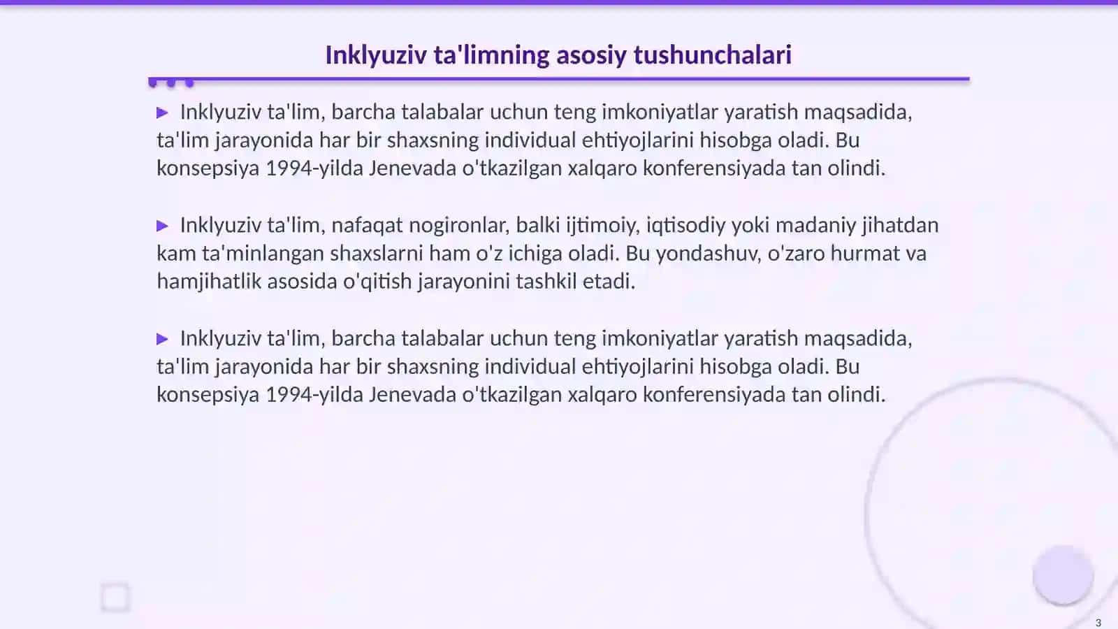 Alohida yordamda muhtoj shaxslarni inklyuziv ta'lim konsepsiyasining mohiyati va asosiy qoidalari 3