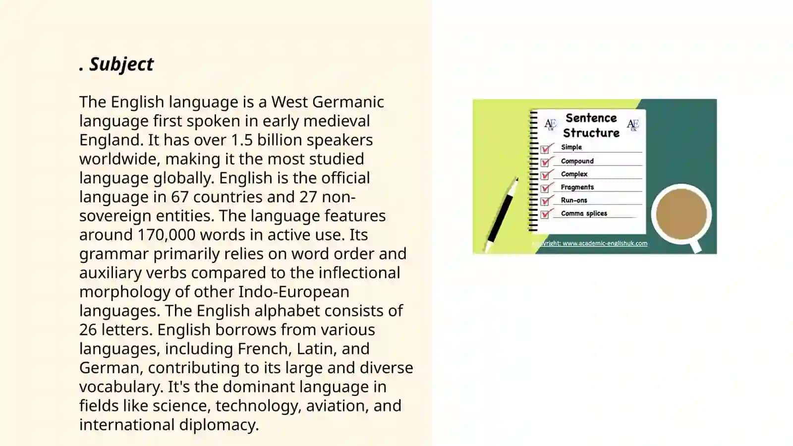 Part of sentence. The main parts and the secondary parts. Sentence Structure 3