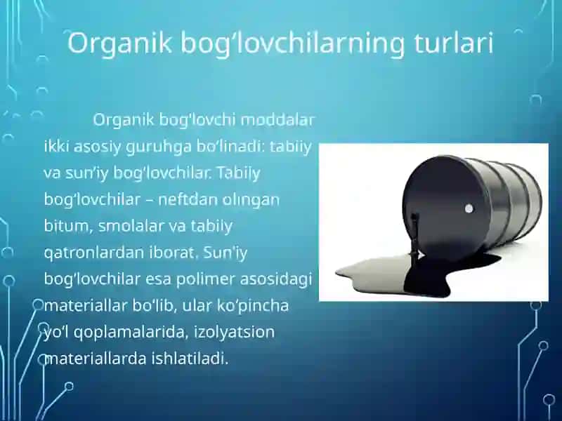 Organik bog'lovchi moddalar.  Quruq usulda klinkerni pishirish texnologiyasi 3