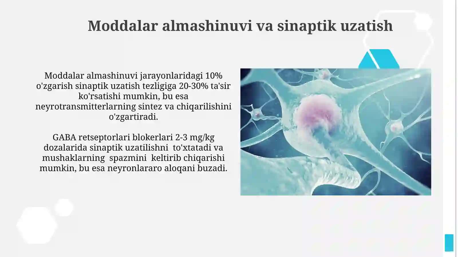 Sinapslarning turli moddalarga sezgirligi 3