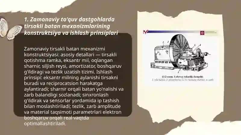 Zamonaviy Toʻquv dastgohlarda tirsakli va kulochikli batan mexanizmlari 3