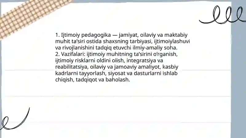 Ijtimoiy pedagogikaning maqsadi va predmeti 3