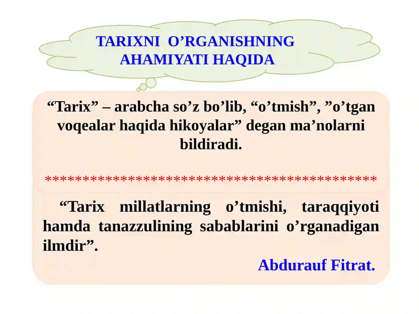 Oʻzbekiston Tarixi fanining predmeti, uni o’rganishning nazariy-metodologik asoslari, manbalari va ahamiyati 3
