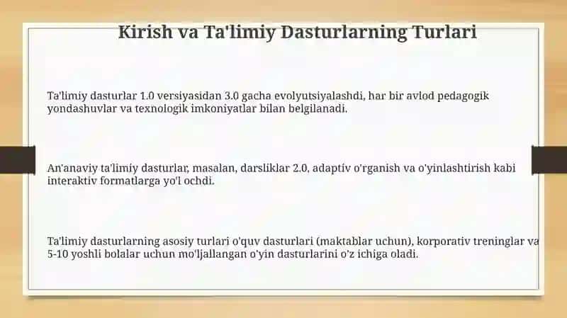 Pedagogik dasturlardagi dasturiy ta'minot vositalari 3